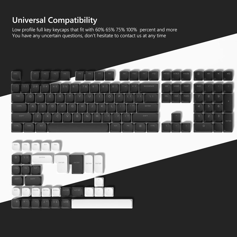 Womier Low Profile Keycaps for Mechanical Keyboard, Black Shine Through Keycaps, PBT Keyboard Key caps 60% 65% 75% 96% 100% for Cherry Gateron MX Switches, Black Backlight - Image 4